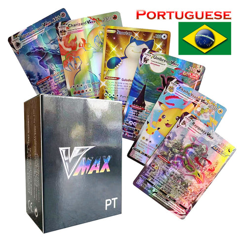 VMAX Pokemon Cards in Portuguese Celebrations EVS Holographic Playing Game Card Kids Colloctions Children Português Toy