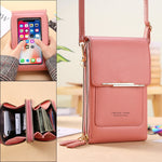 PU Leather Phone Crossbody Bags For Women 2021 Female Simple Solid Shoulder Bag Lady Mini Touchable Phone Purses And Handbags